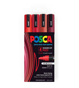 Uni Posca Marker 1.8-2.5mm Med Bullet 4 Pack Shades of Red PC-5M