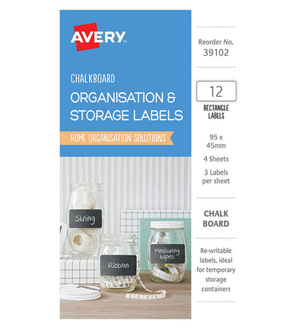 Image of Avery Chalkboard Storage Labels A6 Rectangle 95x45mm 4 Sheets (12 Labels)