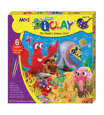 Image of Amos i-Clay Modelling Clay Kit 18g x 6 pieces with Modelling Tools
