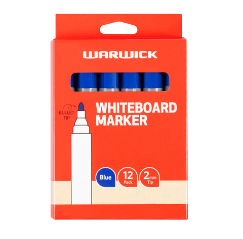 Image of Warwick Whiteboard Marker Blue Bullet Tip 12pk