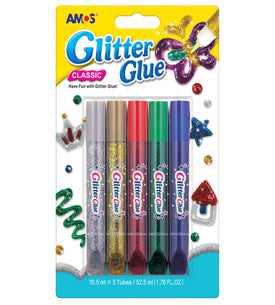 Amos Glitter Glue Classic Colours 5pk