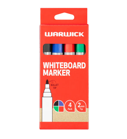 Image of Warwick Whiteboard Marker Bullet Tip 4pk