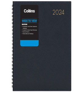 Collins Boston Week To View Diary Navy Even Year 2024 (A43)