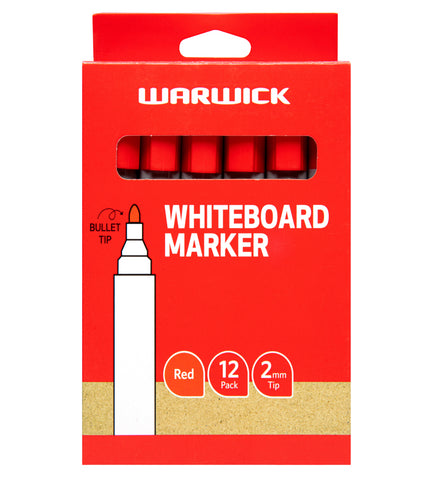 Image of Warwick Whiteboard Marker Red Bullet Tip 12pk