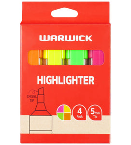 Warwick Highlighters Stubby 4pk