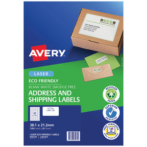 Avery Eco Friendly Address Labels 38.1x21.2mm 20 Sheets (1300 Labels)