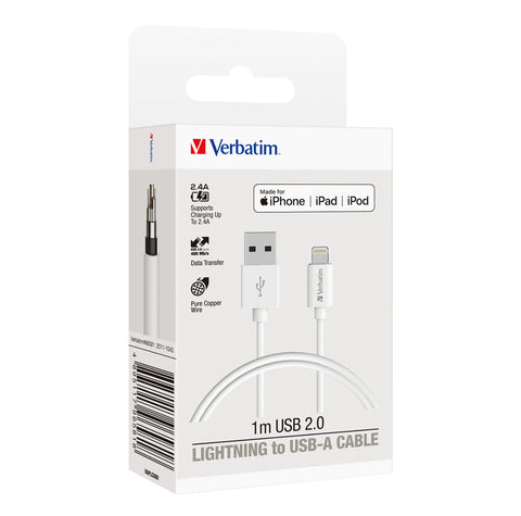 Image of Verbatim Essentials Charge & Sync iPhone Lightning Cable 1m White