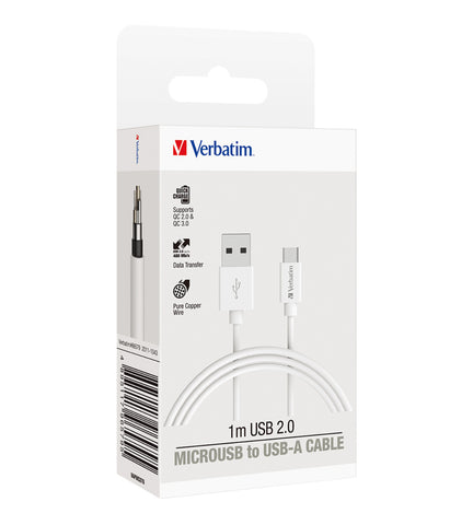 Image of Verbatim Essentials Charge & Sync Micro USB Cable 1m White