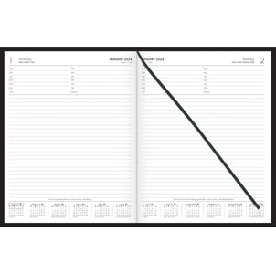 Collins Business Diary Day To Page Black Even Year 2024 (BD1081)
