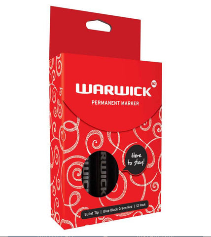 Image of Warwick Permanent Marker Assorted Bullet Tip 12pk