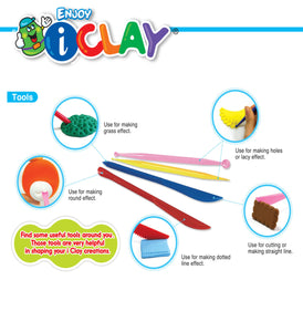 Amos i-Clay Modelling Clay Kit 18g x 6 pieces with Modelling Tools