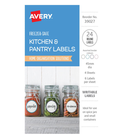 Image of Avery Assorted Kitchen and Pantry Labels A6 Circle 45mm 24 Labels