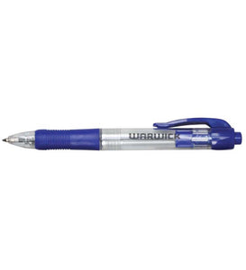 Warwick Retractable Ballpoint Blue Pen 0.7mm Comfort Grip 12pk
