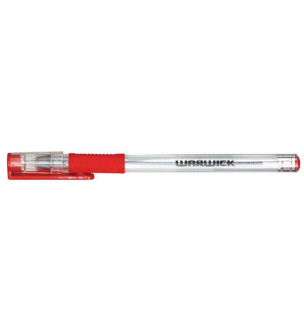 Image of Warwick Pen Ballpoint Red Capped Medium 1mm 10pk