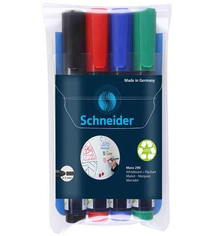 Image of Schneider Whiteboard Marker Maxx 290 Assorted Colours 4pk