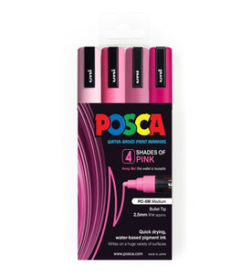 Uni Posca Marker 1.8-2.5mm Med Bullet 4 Pack Shades of Pink PC-5M