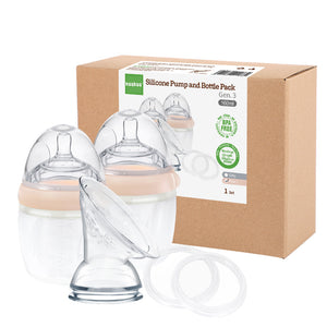 Haakaa Gen3 Silicone Breast Pump and Baby Bottle Pack Peach