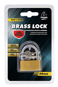 Padlock Solid Brass With Keys 40mm