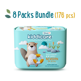 Kiddicare Deluxe Newborn Nappies 176s (8x22pk) Size 1