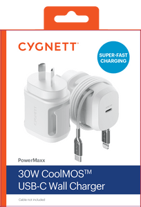 Cygnett PowerMaxx 30W PD Wall Charger White