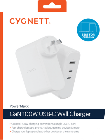 Image of Cygnett PowerMaxx 100W Dual Port GaN Wall Charger White