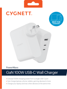 Cygnett PowerMaxx 100W Dual Port GaN Wall Charger White