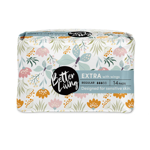 Image of Better Living Sanitary Pads Extra Regular With Wings 14s