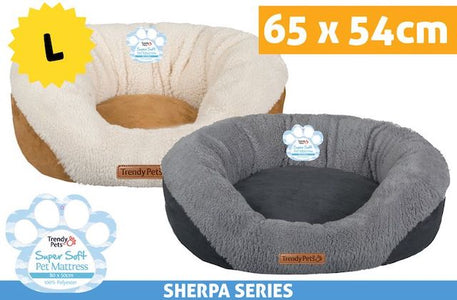 Pet Bed Oval Sherpa 65x54cm