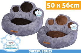 Pet Bed Sherpa Plush Paw 50x56cm