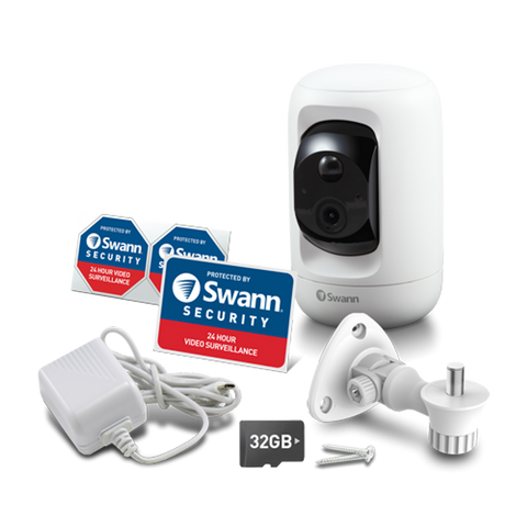Image of Swann WiFi Pan & Tilt Indoor Security Camera 1080p with 32G MicroSD Card