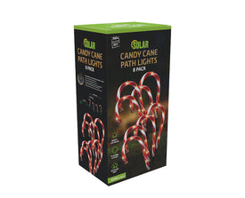 Solar Mini Candy Cane Path Lights 8pk Warm
