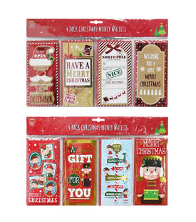 Christmas Money Gift Card Wallet 4pk