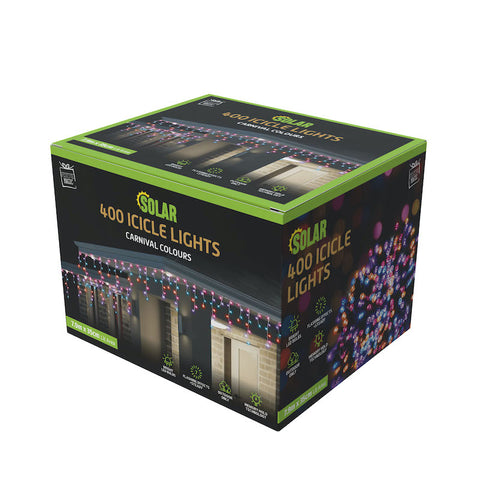 Image of Solar LED Icicle Lights 400