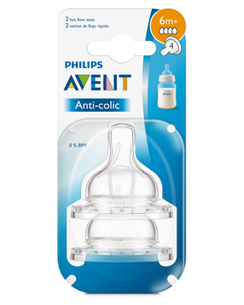 Avent Anti Colic Fast Flow Teat 6m+ 2pk