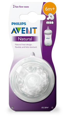 Image of Philips Avent Natural Fast Flow Teat 6m+ 2pk