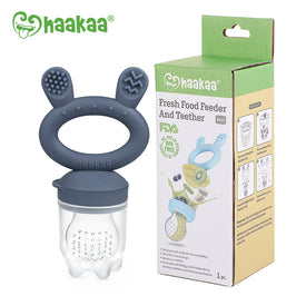 Haakaa Fresh Food Feeder and Teether Steel Blue