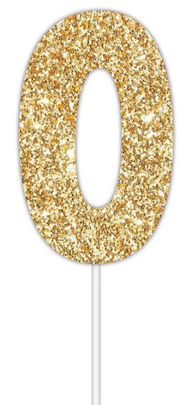 Cake Topper Glitter Number 0