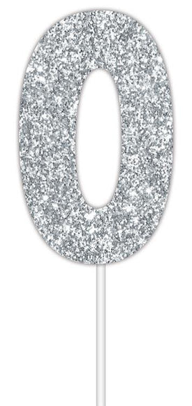 Cake Topper Glitter Number 0