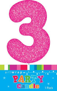 Candles Pink Or Blue With Glitter - Number 3
