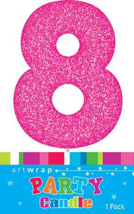 Candles Pink Or Blue With Glitter - Number 8