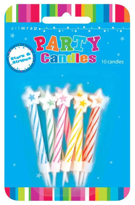 Candles Rainbow Stripes With Stars