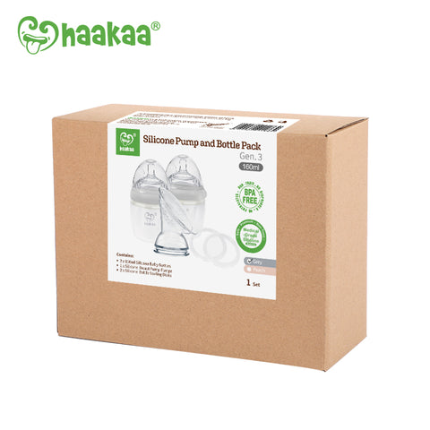 Image of Haakaa Gen3 Silicone Breast Pump and Baby Bottle Pack Grey