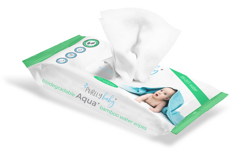 Image of Purely Baby Biodegradable Aqua+ Bamboo Water Wipes