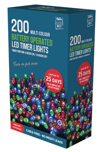 Timer LED Battery Operated Lights 200