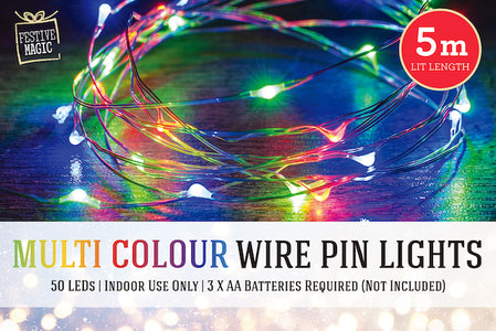 Wire Pin LED Lights Battery Operated 50