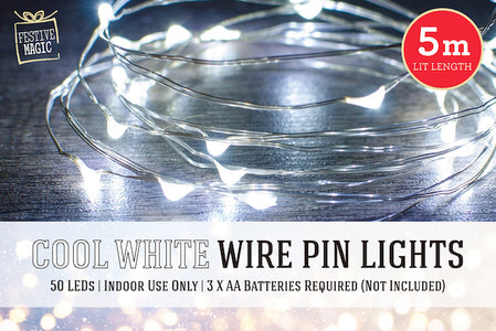 Wire Pin LED Lights Battery Operated 50