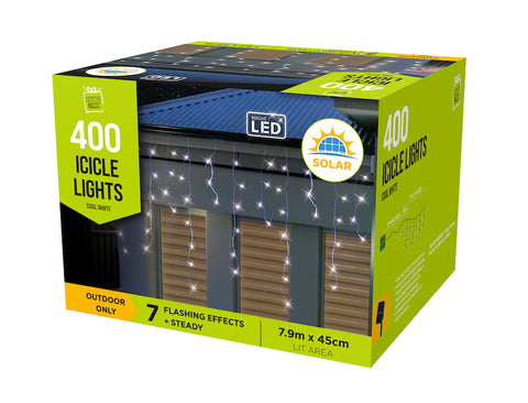 Image of Solar LED Icicle Lights 400