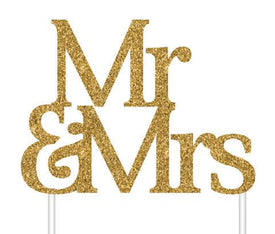 Cake Topper Gold Glitter Mr And Mrs